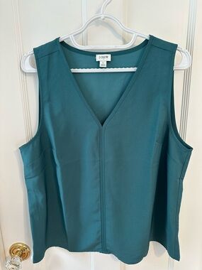 J. Crew Teal V-Neck Sleeveless Shell
